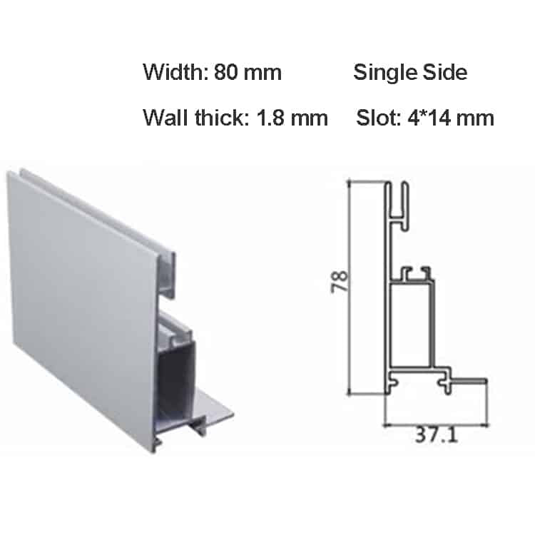 80mm SEG Extrusion Fabric Light Box Aluminum Profile