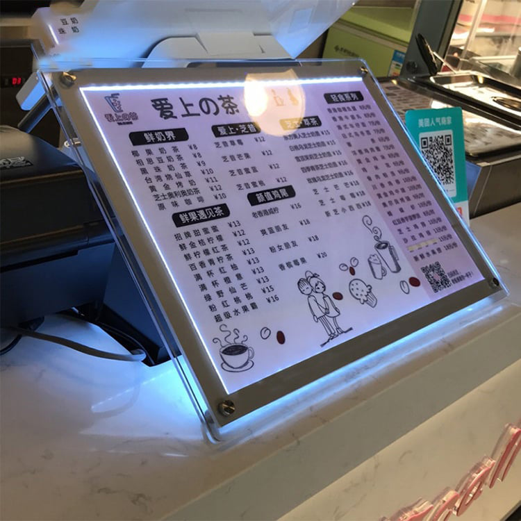Desk Light Box Sign Menu Order Crystal Lightbox