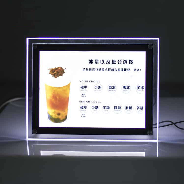 Desk Light Box Sign Menu Order Crystal Lightbox