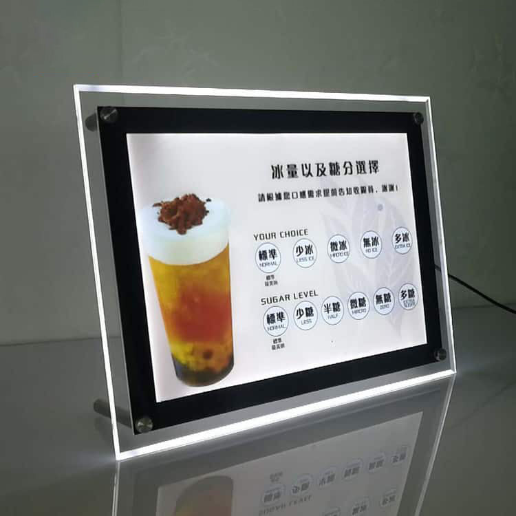 Desk Light Box Sign Menu Order Crystal Lightbox