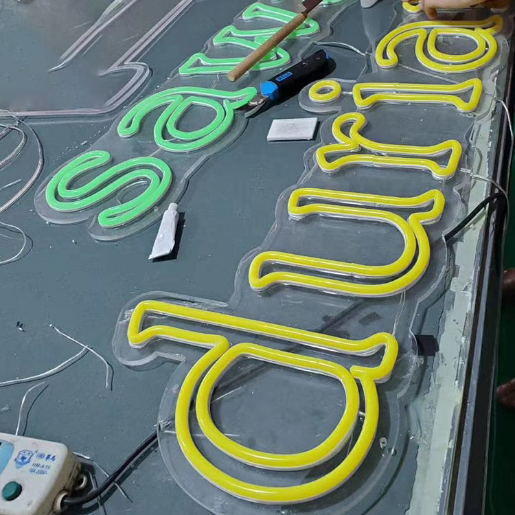 Exterior Neon Sign led Lighting Up Illuminated Signage