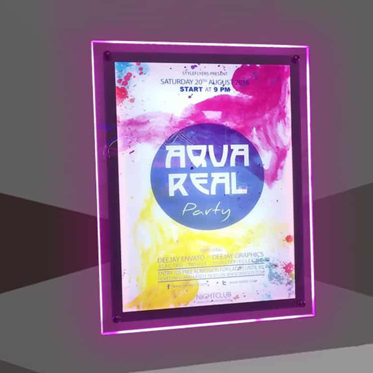 Frameless Crystal Light Box Sign for Indoor Advertising