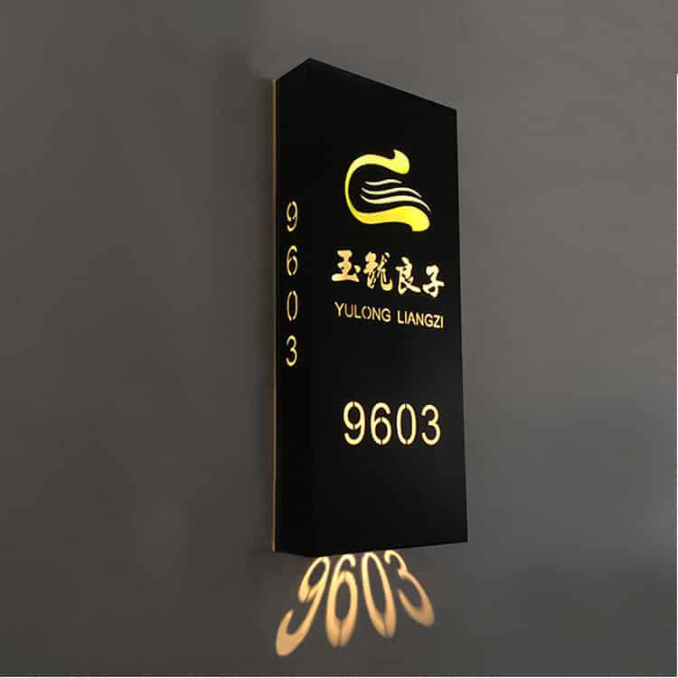 Hotel LED Signs Wall Mount Metal Room Door Numbers Signage
