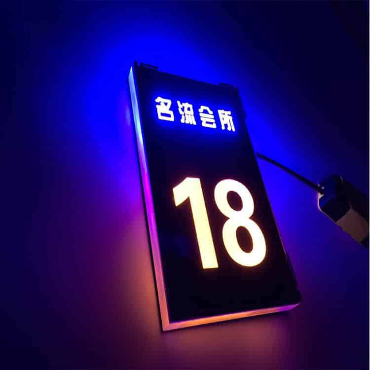 Hotel LED Signs Wall Mount Metal Room Door Numbers Signage