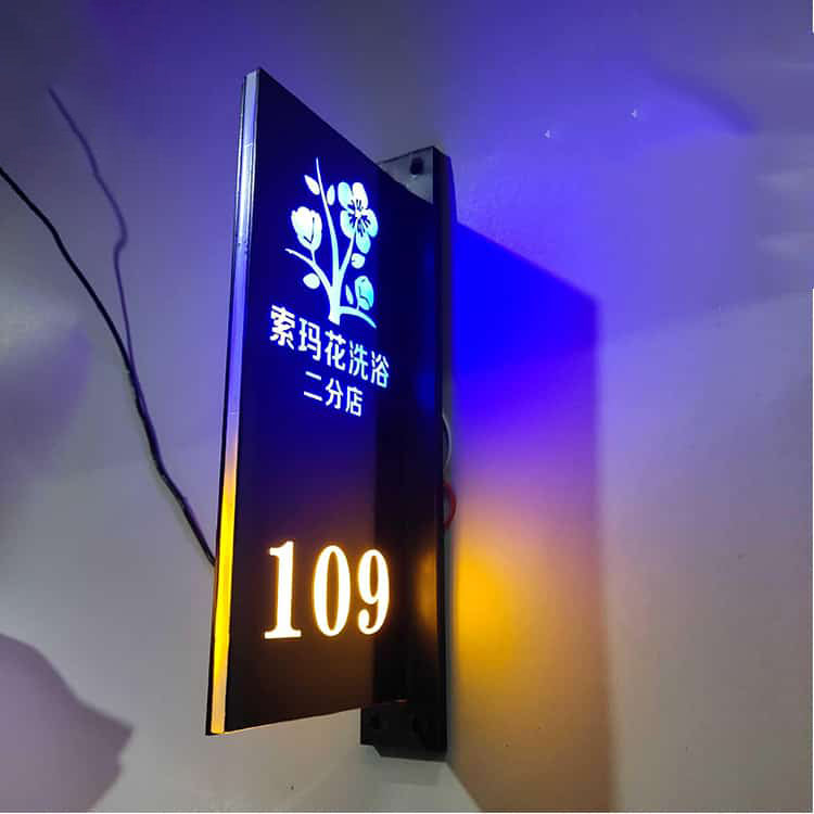 LED Room Sign Gold Stainless Steel Door Nameplate