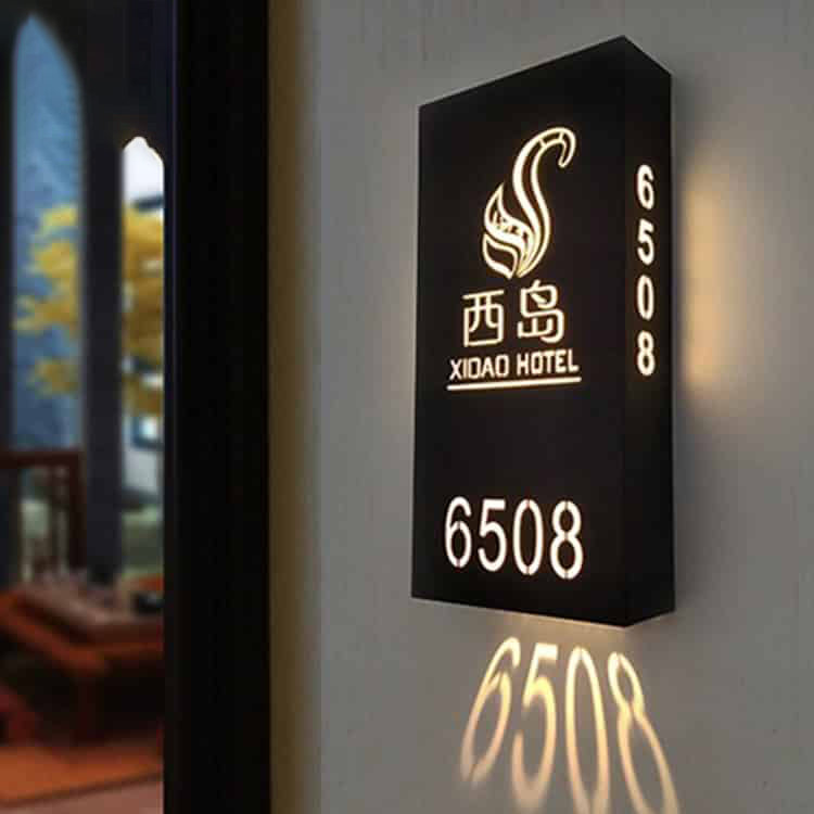 LED Room Sign Wall Projective Number Light Box
