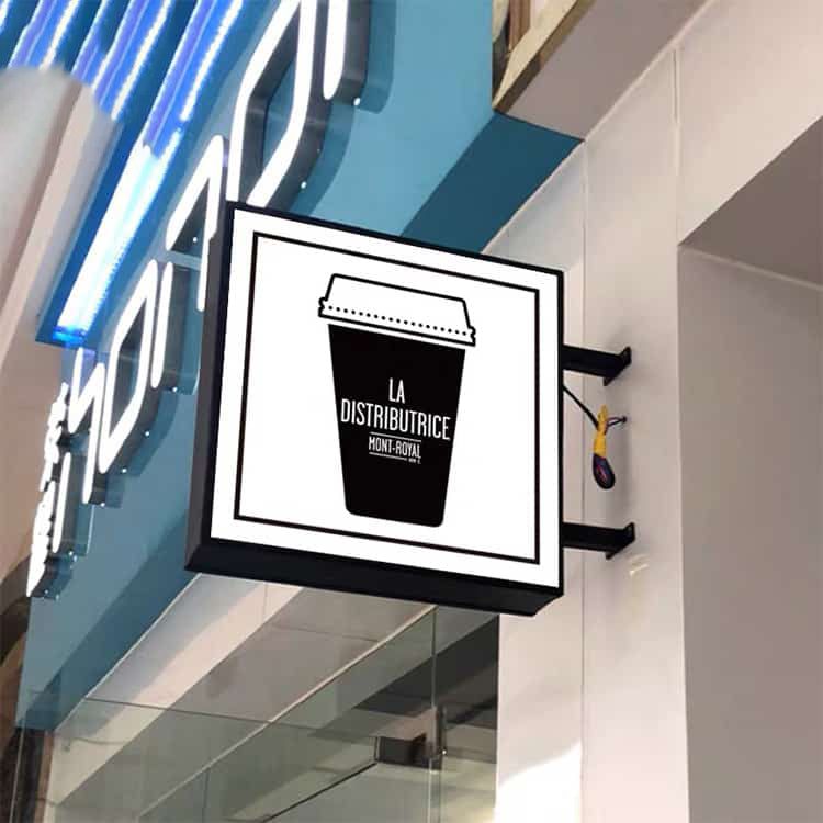 Square LED Light Box Illuminated Blade Projecting Sign