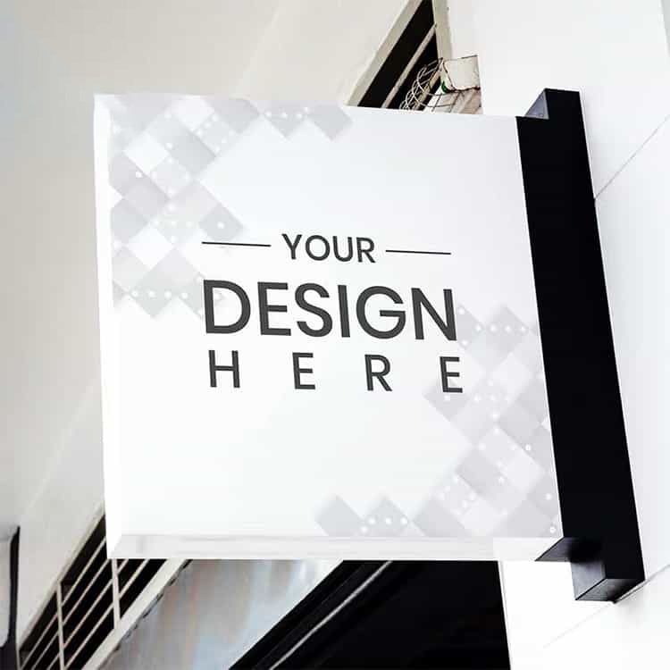 Square LED Light Box Illuminated Blade Projecting Sign