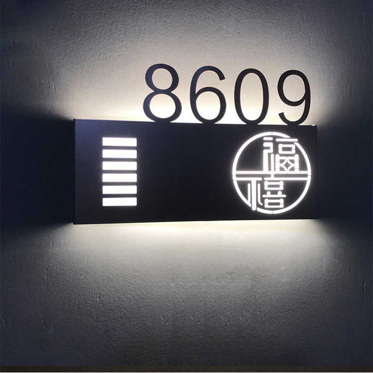 Stainless Steel Room Sign Back Lighting LED Number Plaque