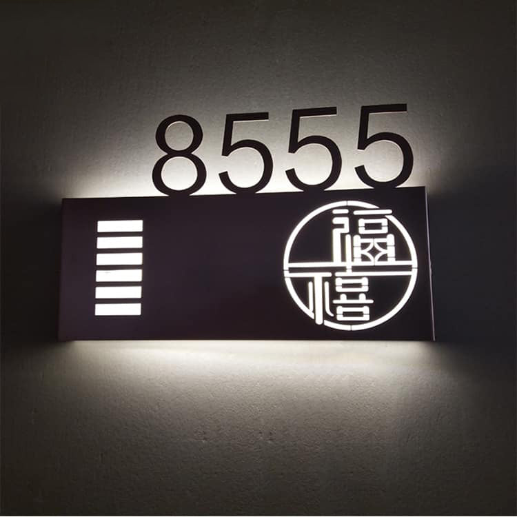 Stainless Steel Room Sign Back Lighting LED Number Plaque