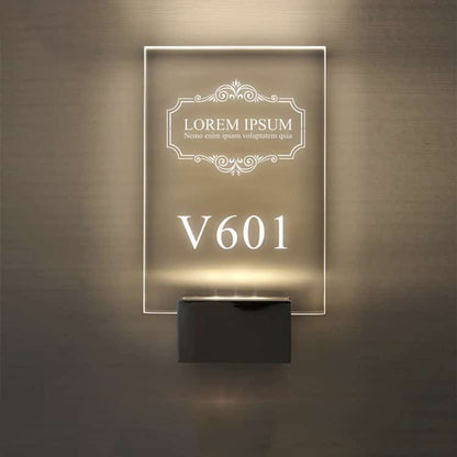 LED Acrylic Sign Edge Lit Wall Hotel Room Number Plaque