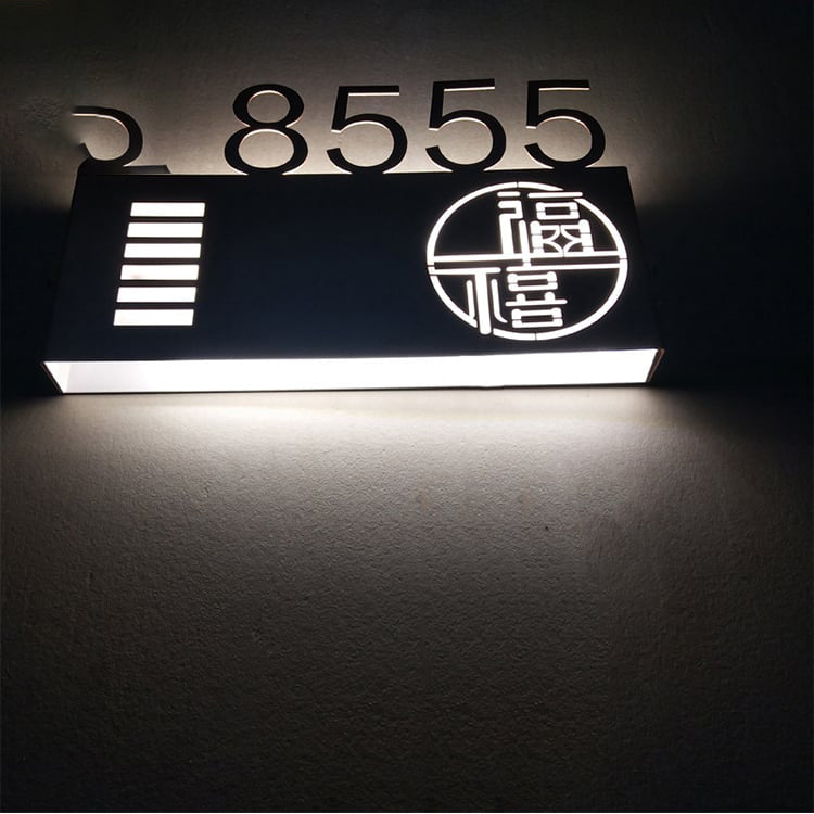 Stainless Steel Room Sign Back Lighting LED Number Plaque